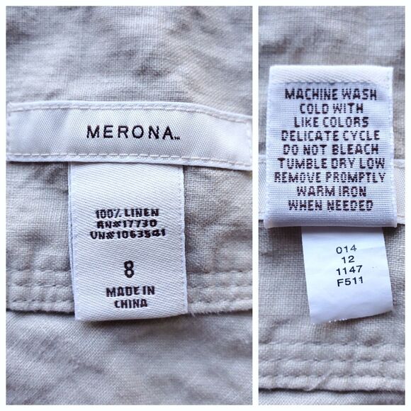 Merona 100% Linen Skirt 30 x 24 VTG Sz 8 Knee Length Y2K Minimalist 90s Neutral - Picture 5 of 9